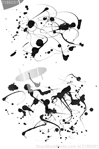 Image of Set of 2 grunge textured  ink brushes isolated on white