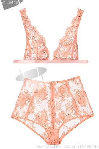 Image of orange bra and panties, woman lingerie