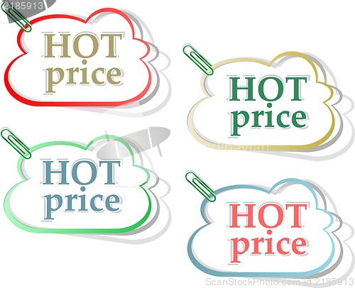 Image of Hot price stickers label tag set with clip