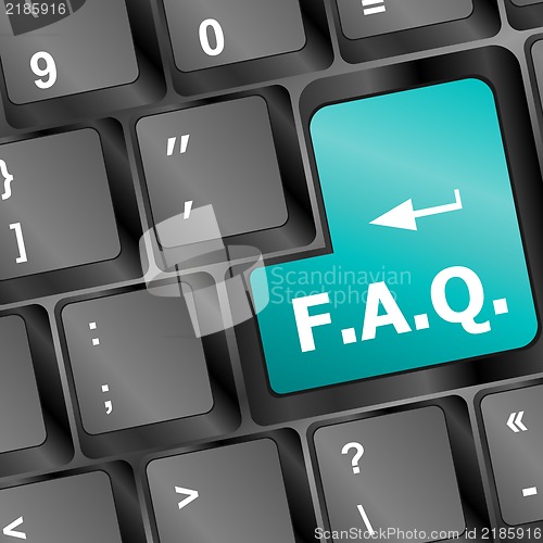 Image of keyboard with faq button - business concept