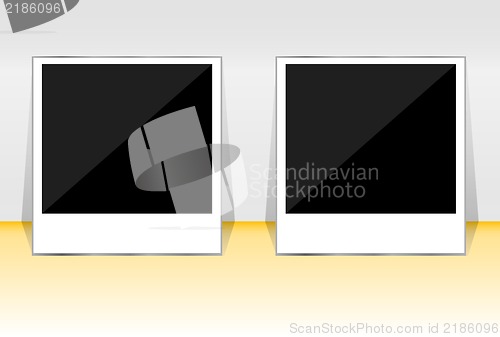 Image of Polaroid photo frame set on 3d background