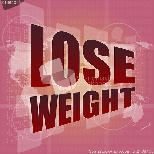 Image of social concept: lose weight words on digital screen, 3d