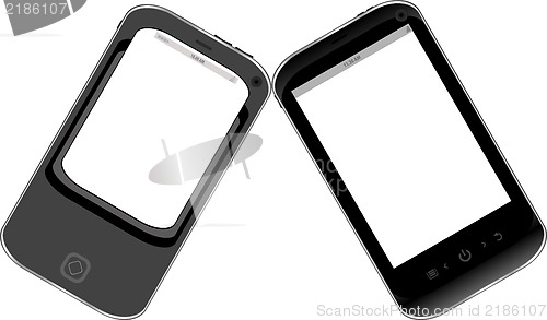 Image of Black smartphone set isolated on white background