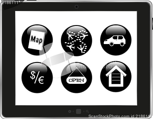 Image of Set of home icons on tablet pc screen