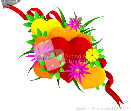 Image of Set of hearts in floral style for Mother's day