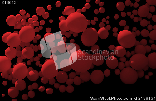 Image of floating red bubbles