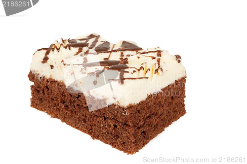 Image of homemade cake with white icing and chocolate