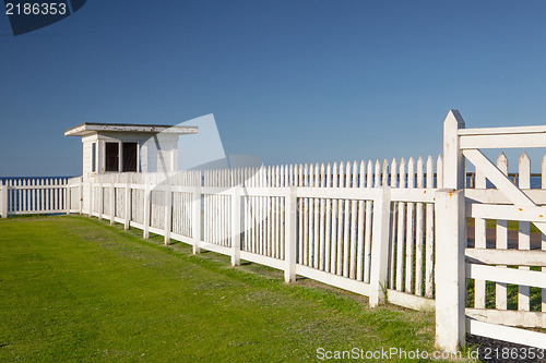 Image of White beach hut