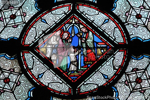 Image of Stained glass window in La Sainte-Chapelle in Paris