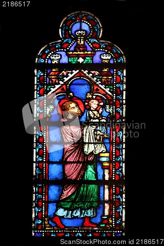 Image of Stained glass window in La Sainte-Chapelle in Paris