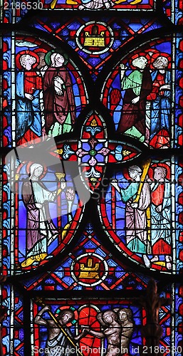 Image of Stained glass window in La Sainte-Chapelle in Paris
