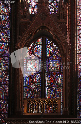 Image of Stained glass window in La Sainte-Chapelle in Paris