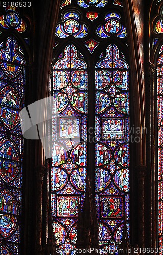 Image of Stained glass window in La Sainte-Chapelle in Paris