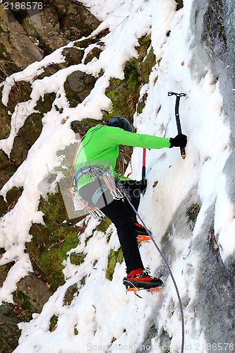 Image of mountaineer on ice wall