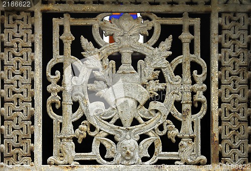 Image of Ornate tomb door in the Pere Lachaise cemetery, Paris