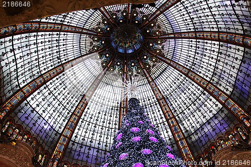 Image of The Christmas tree at Galleries Lafayette, Paris