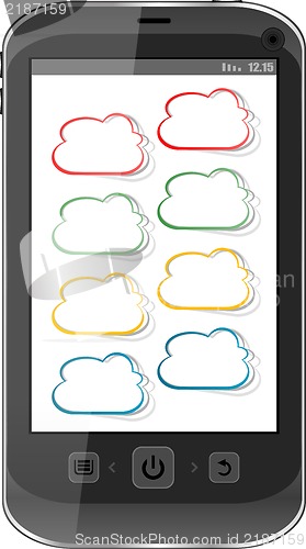 Image of Cloud computing concept. Mobile phone with cloud icon