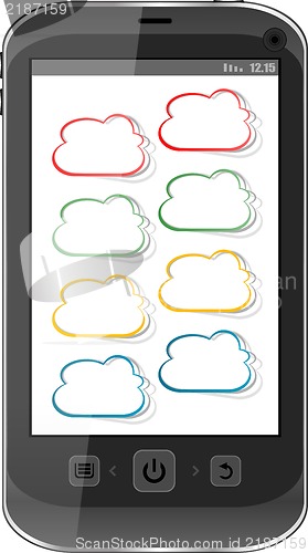 Image of Cloud computing concept. Mobile phone with cloud icon