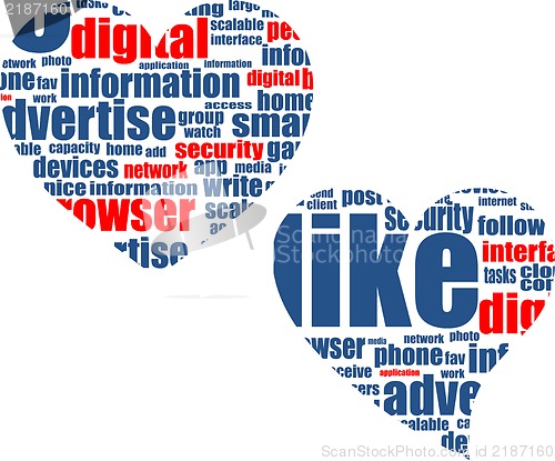 Image of Social media marketing - word cloud in heart