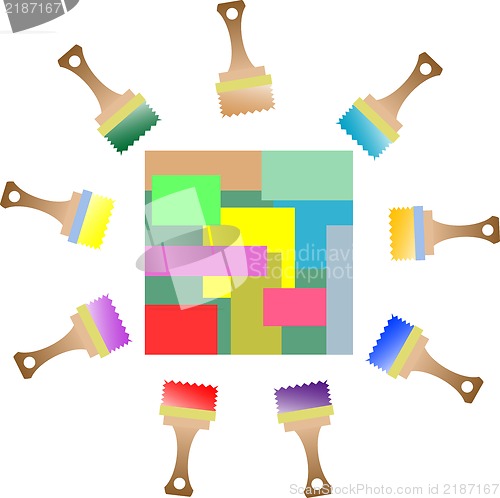 Image of Paint brush and paint roller and paint banners
