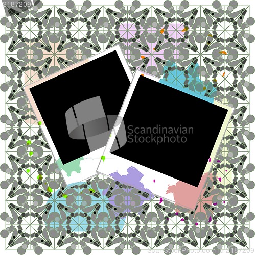 Image of instant photo with blot ond old retro background