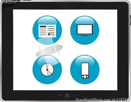 Image of Blue icons on tablet pc screen