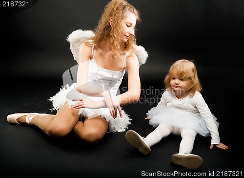 Image of Two pretty ballerina's relaxing