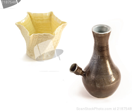 Image of Ceramic water pipe, Bong and white ceramic vase