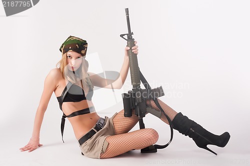 Image of Attractive Woman with rifle