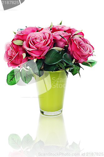 Image of Colorful flower bouquet from artificial roses arrangement center