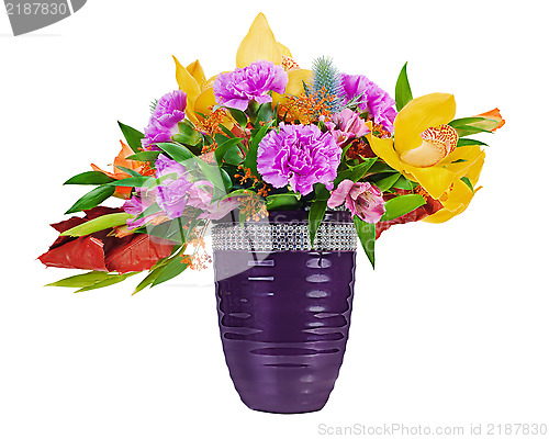 Image of Floral bouquet of orchids, gladioluses and carnation arrangement