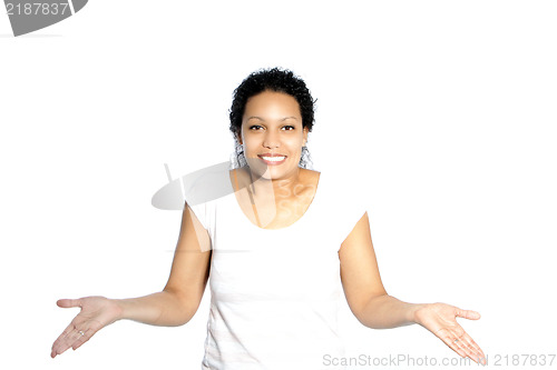 Image of Woman shrugging her shoulders