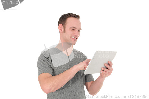 Image of Casual man with his tablet