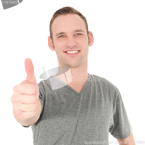 Image of Smiling man showing thumb up