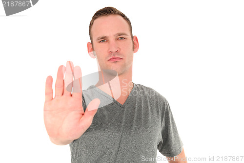 Image of Man making a Stop gesture