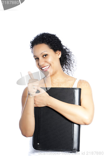 Image of Happy woman giving a thumbs up