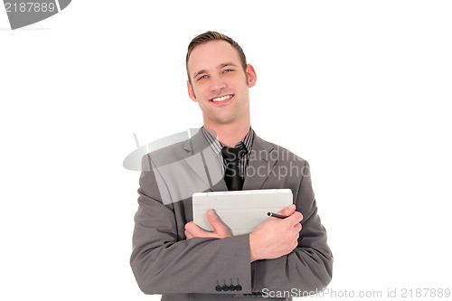 Image of Successful businessman with a tablet