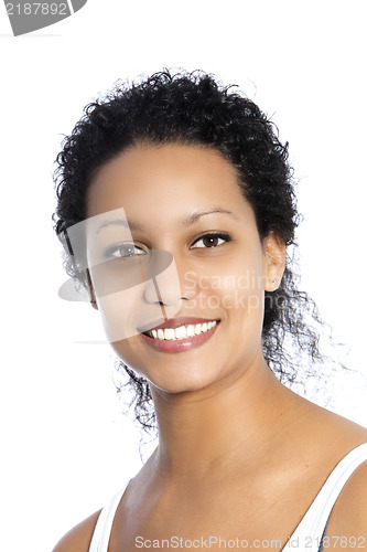 Image of Portrait of beautiful smiling woman