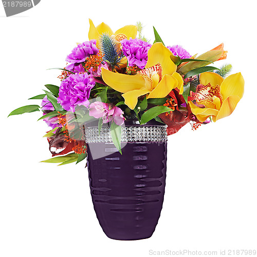 Image of Floral bouquet of orchids, gladioluses and carnations arrangemen