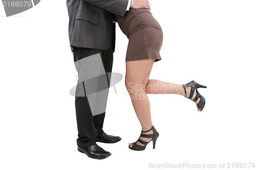 Image of A young manager seducing his secretary or colleague 