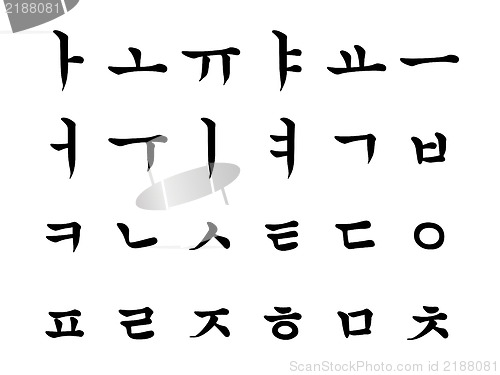 Image of North Korean Alphabet in calligraphy