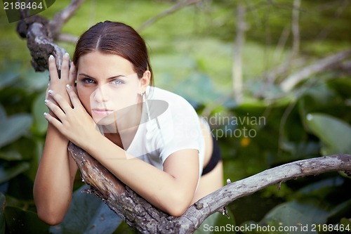 Image of Girl lying on the water