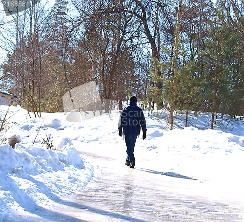 Image of Person on icy road