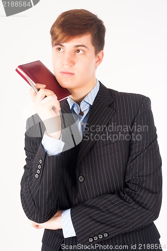 Image of businessman holding diary log