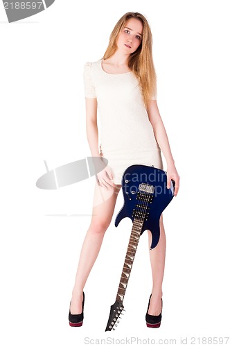 Image of Beautiful woman with guitar