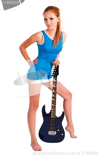 Image of Beautiful woman with guitar