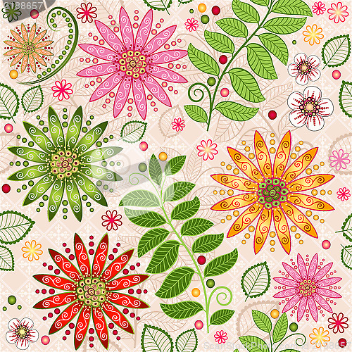Image of Spring colorful seamless floral pattern
