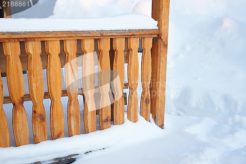 Image of Detail of outdoor arbor in winter