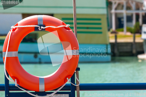 Image of Red bouy on a ship