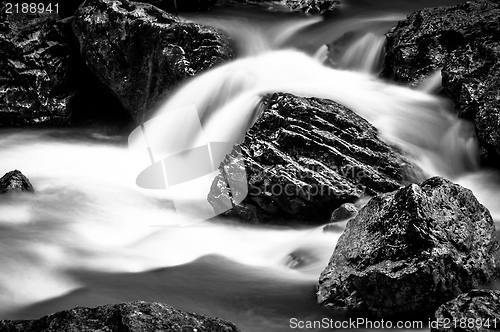 Image of Long exposure photo of a Fast mountain river